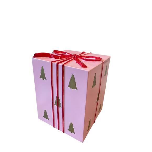 34th & Pine Pink Christmas Present Red Bow Outdoor Safe Holiday Decor New - Picture 2 of 15